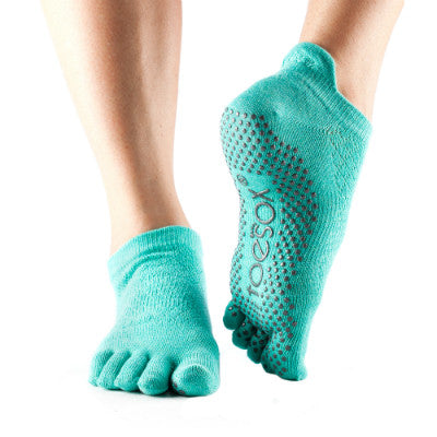 ToeSox Half Toe Organic Cotton Low Rise Yoga Socks In Black